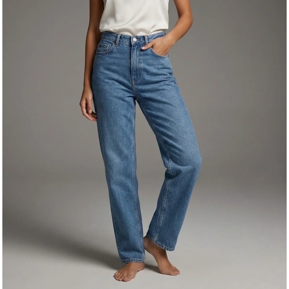COS High‎ Rise Tapered Full Length Jeans Size 28 Medium Wash Minimalist